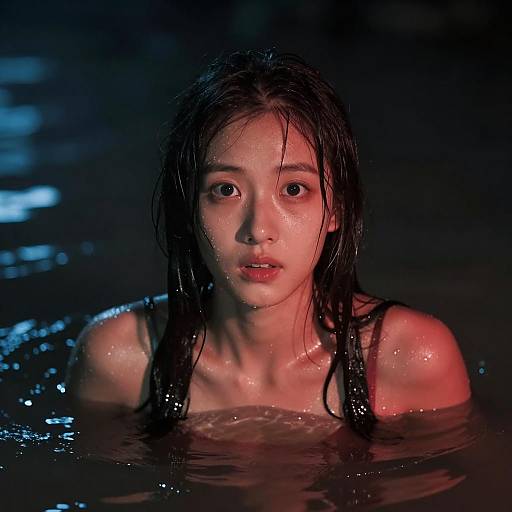 Mysterious Woman Emerging from Dark Waters