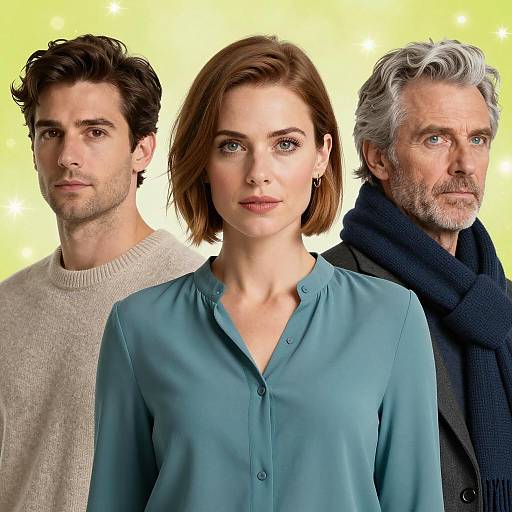 Three Figures in a Vibrant Digital Scene