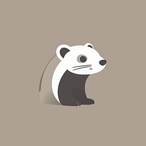 Digital illustration of a minimalist, black-and-white cartoon ferret with simple lines, sitting against a plain beige background.