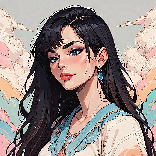 Dusty Windy Bazaar with Black Hair