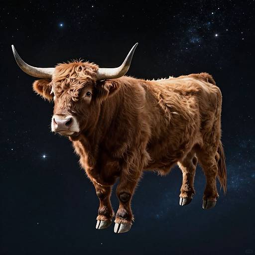 Weightless Highland Bull in Space