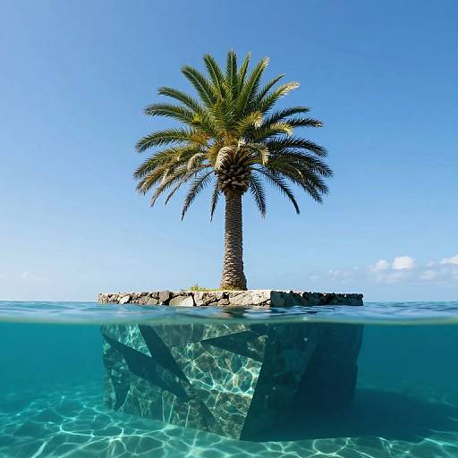 Surreal Palm Tree on Geometric Island