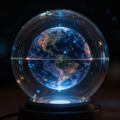 Miniature Cosmic Planet in Glass Sphere