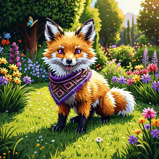 Charming Golden Fox in Pixel Art