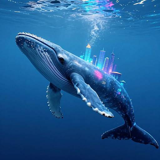 Ethereal Whale Harboring Glowing City