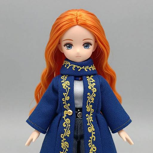 Orange-Haired Female Doll in Embroidered Coat