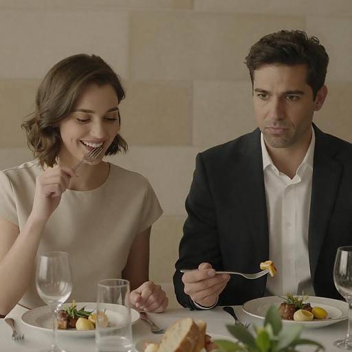 Couple Dining at Elegant Restaurant