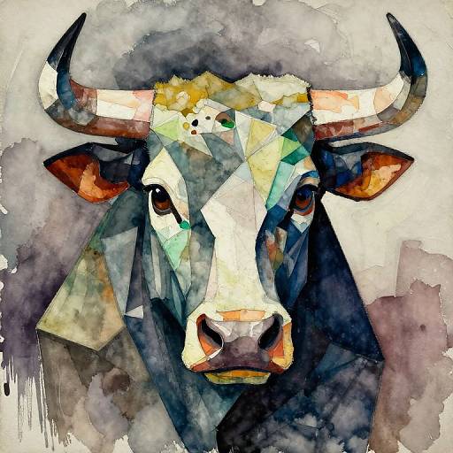 Cubist Bull Inspired by Picasso
