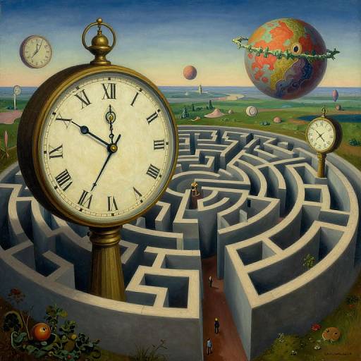 Surreal Dreamscape with Colossal Timepiece