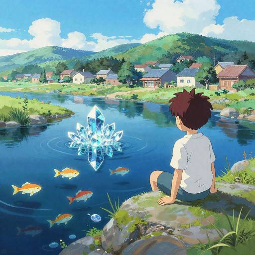 Japanese Vibrant Anime Fantasy Landscape