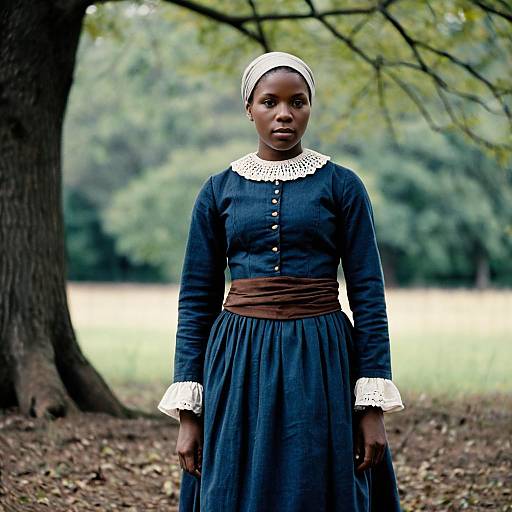 Woman in Harriet Tubman Inspired Costume Outdoors