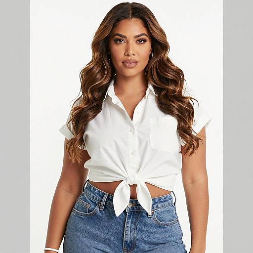 Confident Woman in Casual White Shirt