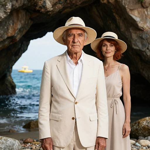 Elderly Man in Cave with Woman