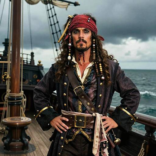Confident Pirate on Ship Deck