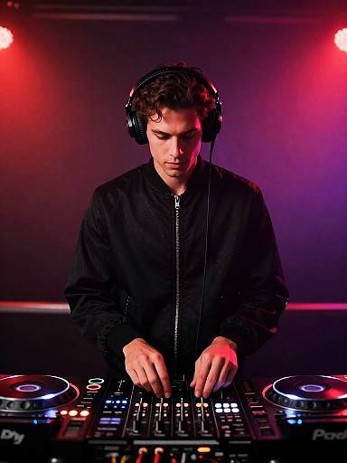 Moody Club DJ Behind Two Decks