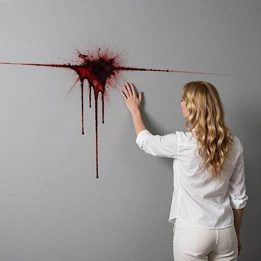 Blonde Woman Against Grimy Wall