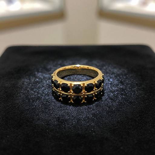 Macro Shot of Gold and Onyx Ring