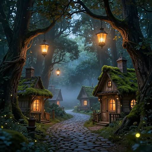 Enchanted Elftown in Mystical Forest