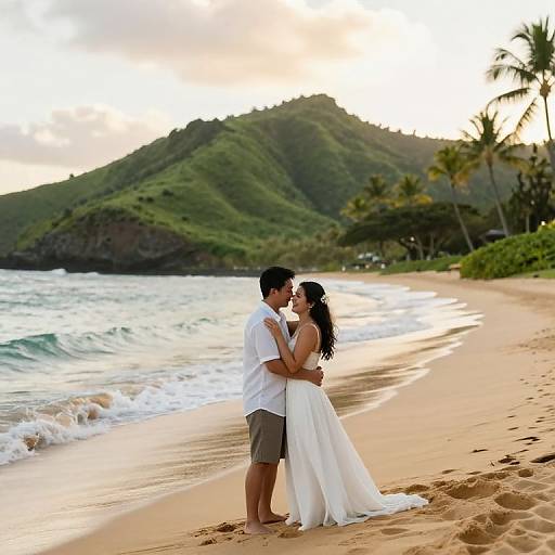 Joyful Newlyweds on Maui Beach
