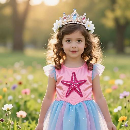 Whimsical Girl in Enchanting Meadow