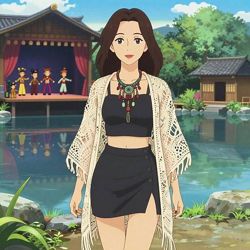 Bohemian Chic Woman by Lakeside