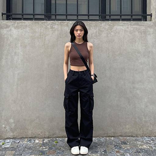 Urban Style: Young Woman Against Wall
