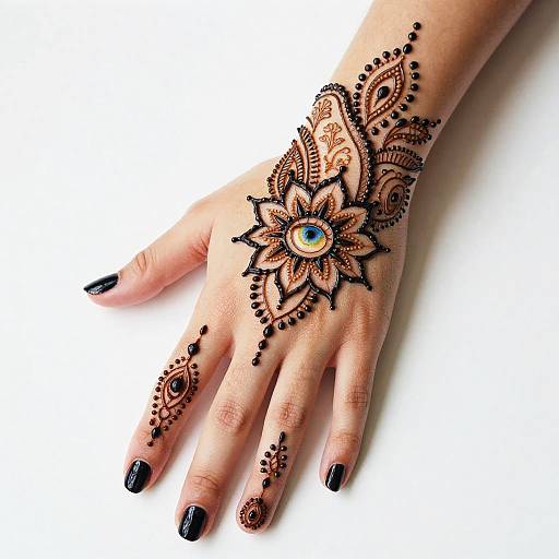 Intricate Henna Lotus Hand Design