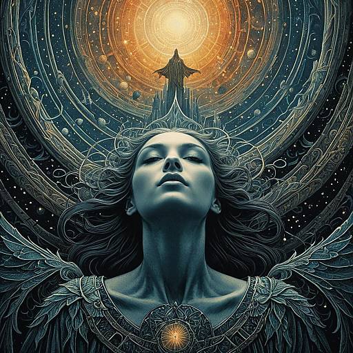 Cosmic Dreaming Woman Illustration