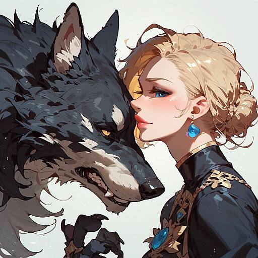 Elegant Side View of a Black Wolf