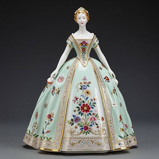 Elegant Polychrome Porcelain Figurine