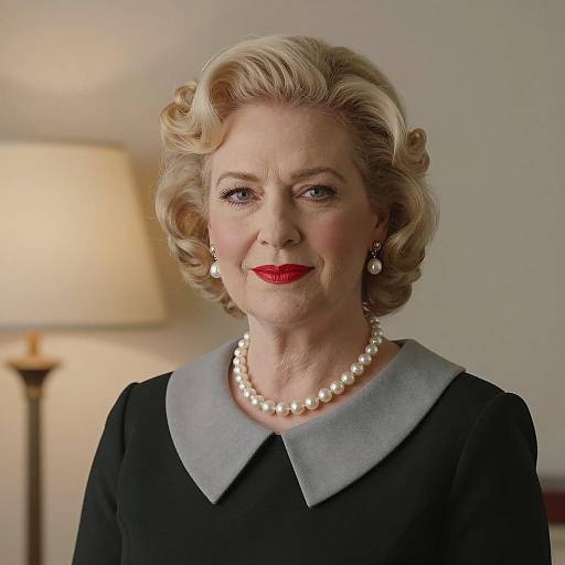Elegant Woman with Pearl Jewelry and Black Dress