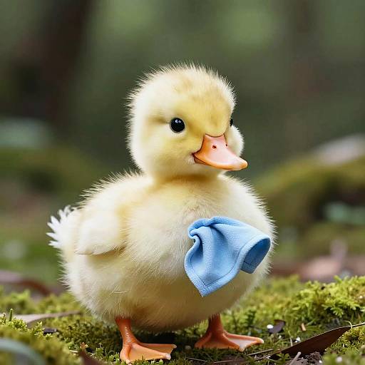 Chubby White Duckling in Forest