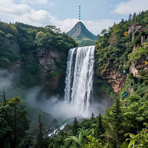 Surreal Waterfall Defying Time