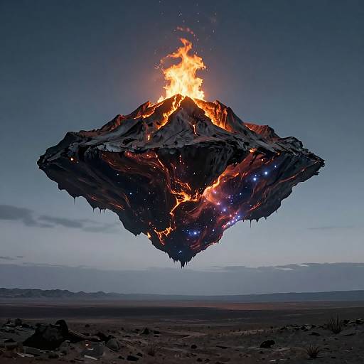 Inverted Mountain with Cosmic Flame