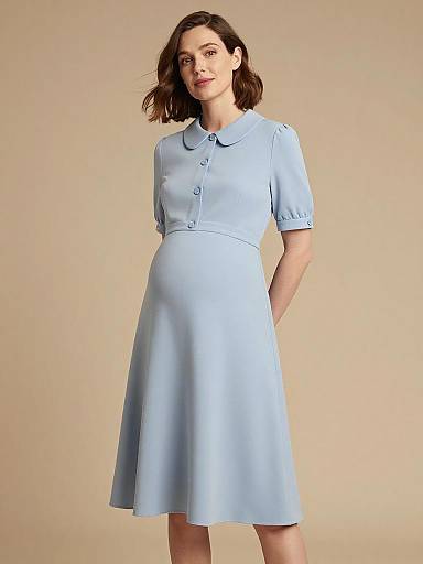 Powder Blue A-Line Maternity Fashion Portrait