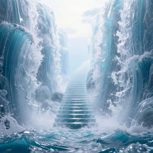 Ethereal Oceanic Waterfall Staircases