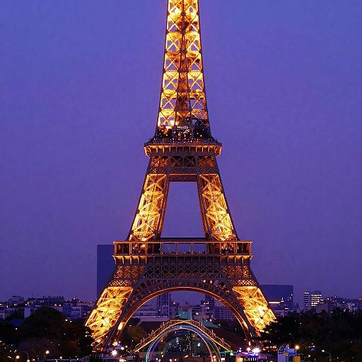 Neon Eiffel Tower Abstract Cityscape