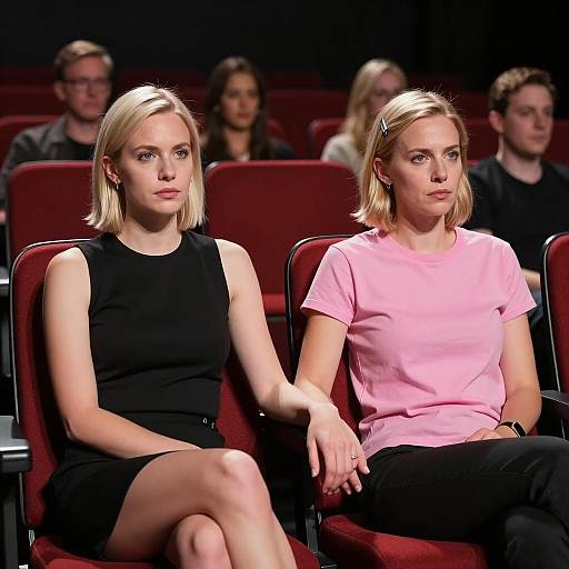 Intimate Moment in a Dimly Lit Theater