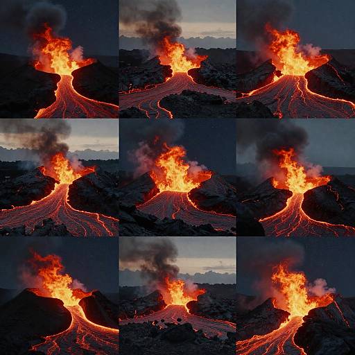 Surreal Volcanic Eruption Collage