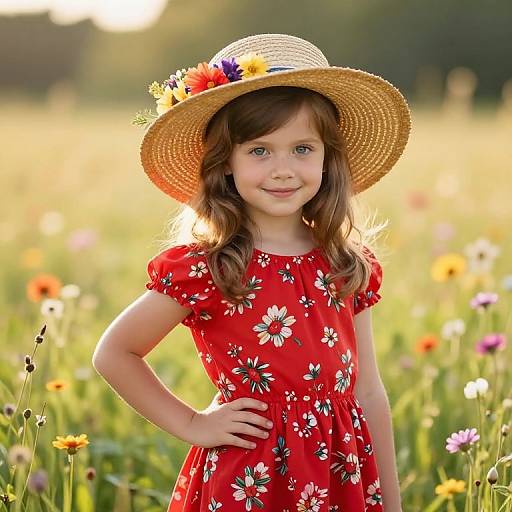 Joyful Girl in Sunny Meadow