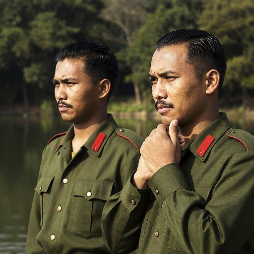 Soldiers at the Lake in Uniform