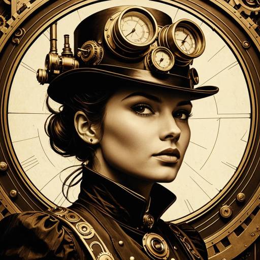 Steampunk Woman with Brass Clockwork Hat Steampunk Woman with Brass Clockwork Hat