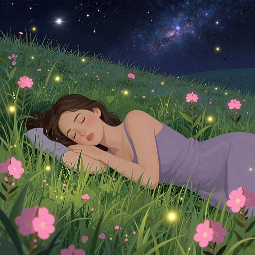 Sleeping Woman in Cosmic Field