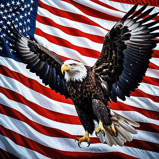 Majestic Eagle Emerging from American Flag