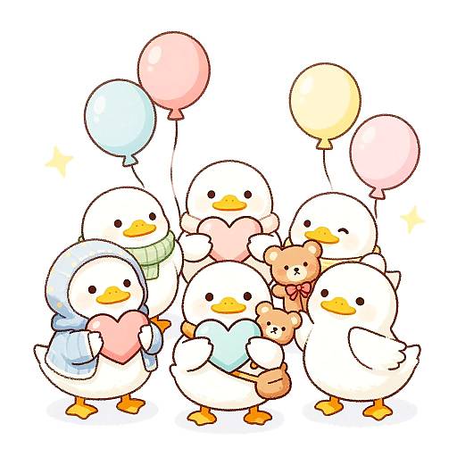 Adorable White Ducks in Cozy Attire