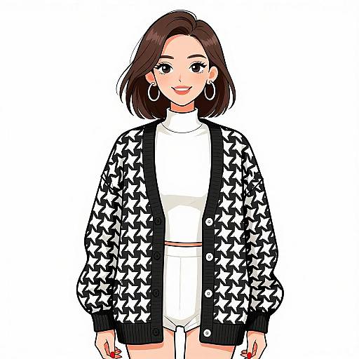 Smiling Woman in Preppy Chic Outfit