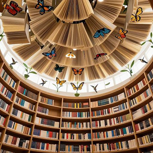 Upside-Down Library with Butterfly Books