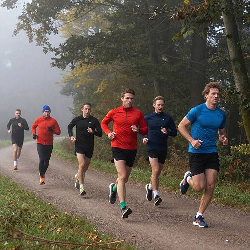 Dynamic Crosslauf in Misty Forest Dawn