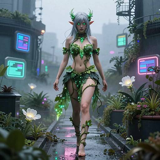 Luminous Cyberpunk Eco-Witch Garden