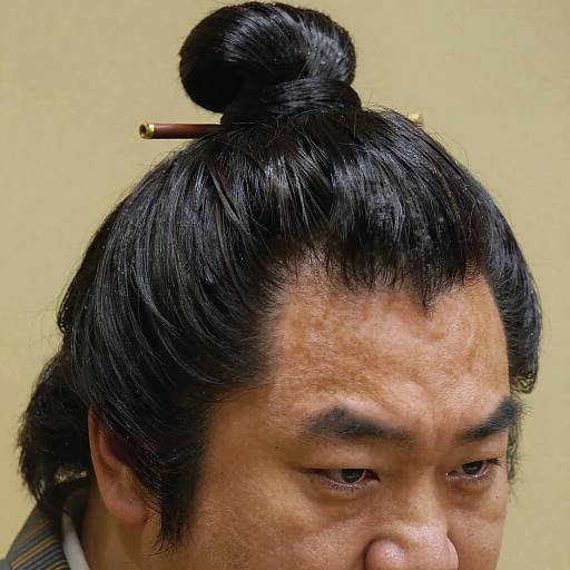 Sumo Wrestler Traditional Topknot Close-Up